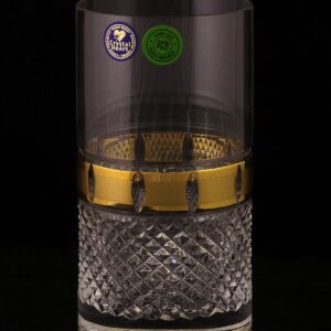 Bohemia Czech Crystal Set of 6 Golden Glasses