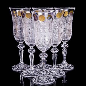 Bohemia Czech Crystal Set of 6 Flute Goblets