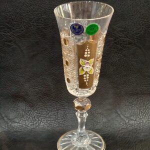 Bohemia Czech Crystal Set of 6 Golden Flute Goblets