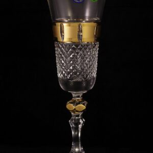 Bohemia Czech Crystal Set of 6 Golden Flute Goblets