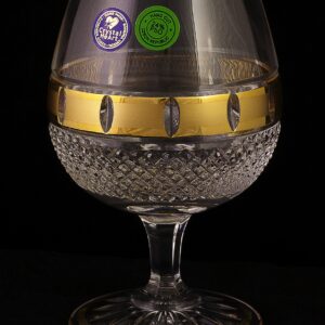 Bohemia Czech Crystal Set of 6 Golden Balloon Goblets