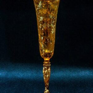 Set of 6 Flute Golden Goblets - Crystal