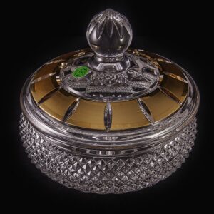 Czech Bohemian Bonbonniere with lid, Crystal Heart