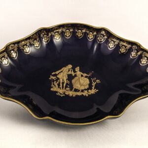 Limoges Blue Gold Painted Trinket Dish