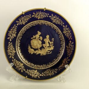 Limoges Blue Gold Painted Trinket Small Dish