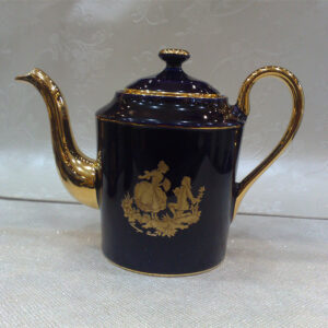 Limoges Vintage Blue Teapot with Gold