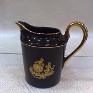 Limoges Vintage Blue Creamer with Gold