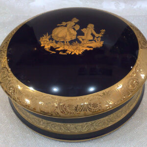Limoges Blue Gold Painted Trinket Box