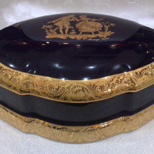 Limoges Blue Gold Painted Trinket Box