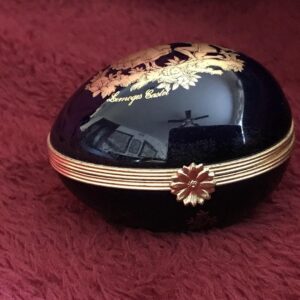 Limoges Castel Cobalt Blue & Gold Egg Trinket Box