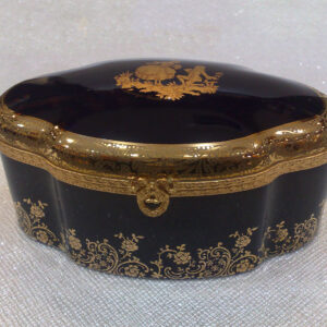 Limoges Castel Blue Gilded Trinket Box