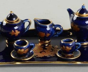 Limoges Castel Blue with Gold Miniature Tea Set